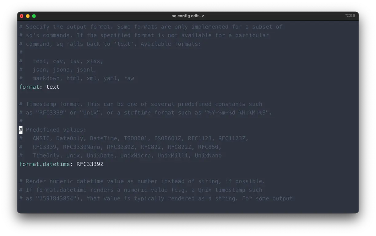 sq config edit v