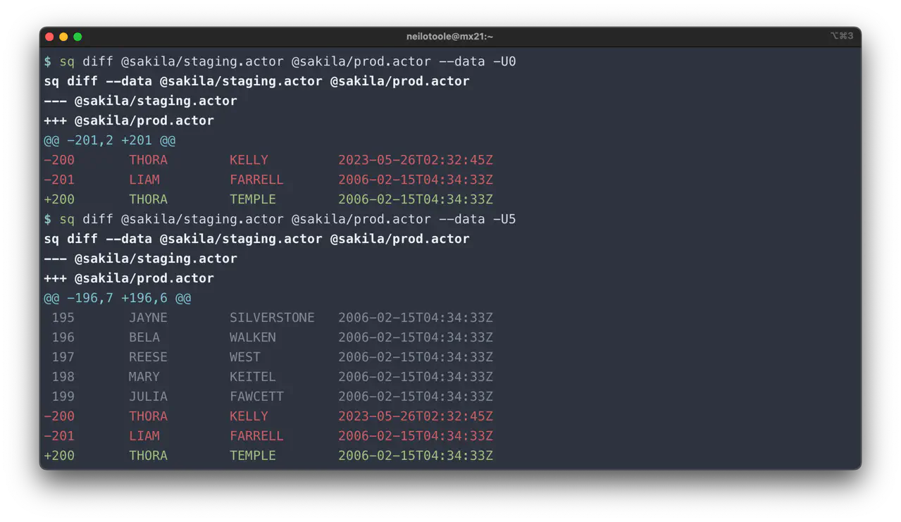 sq diff unified