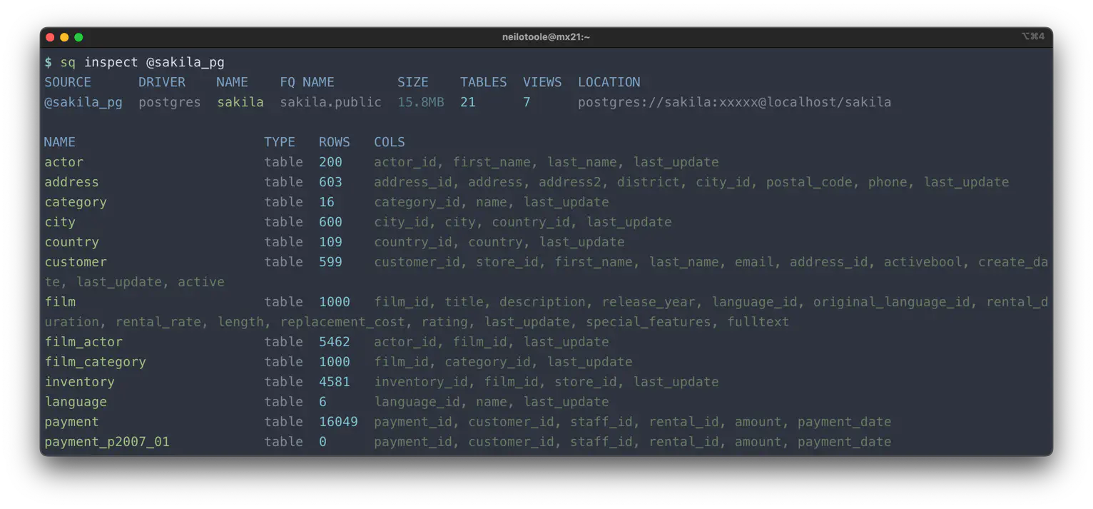 sq inspect source text