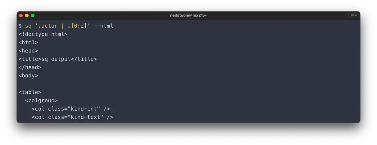 sq query html