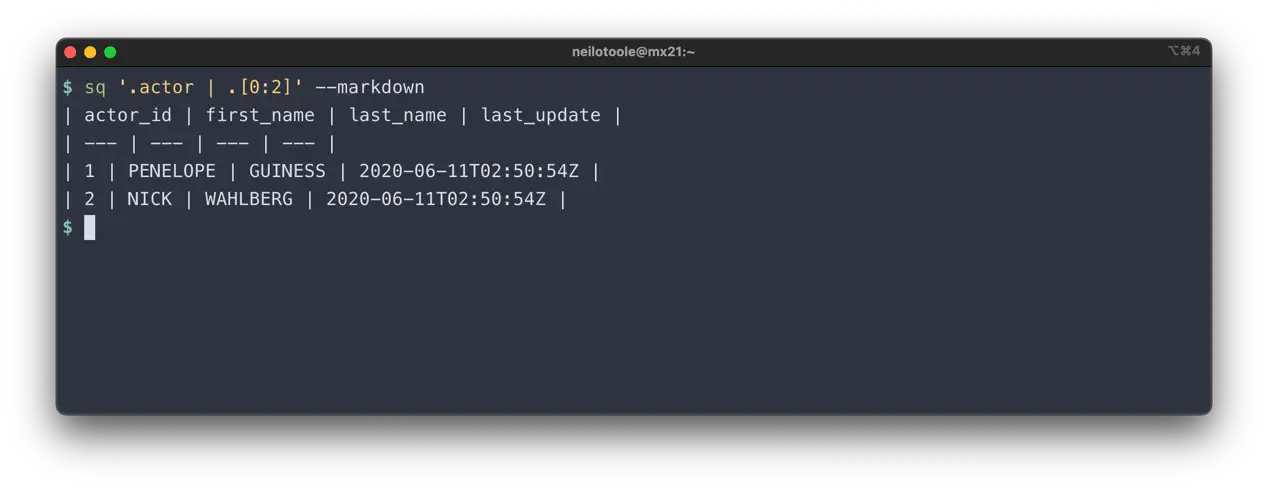 sq query markdown
