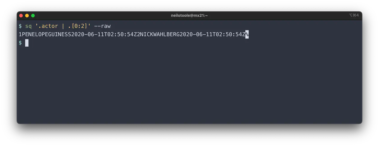 sq query raw