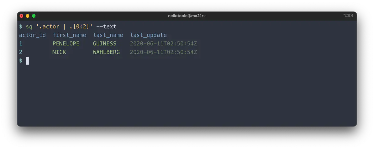 sq query text