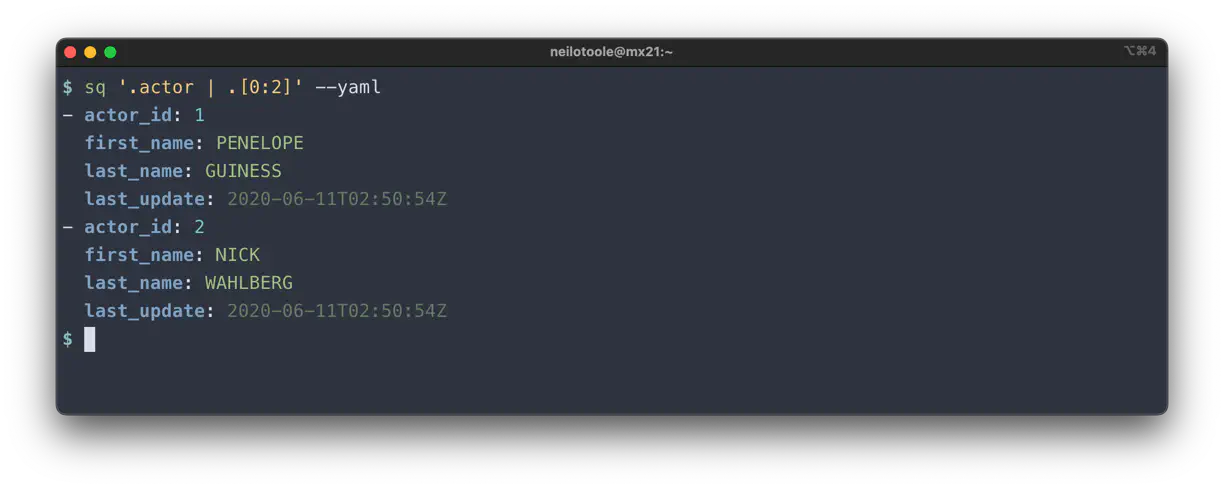 sq query yaml